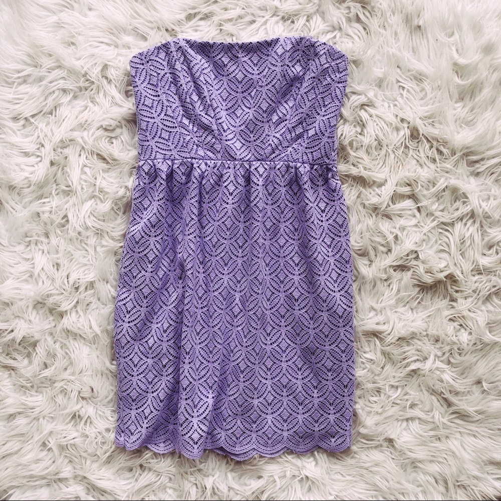 • Shoshanna • Strapless Lace Dress Purple 0